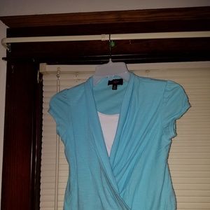 Girl's dress top light blue and white